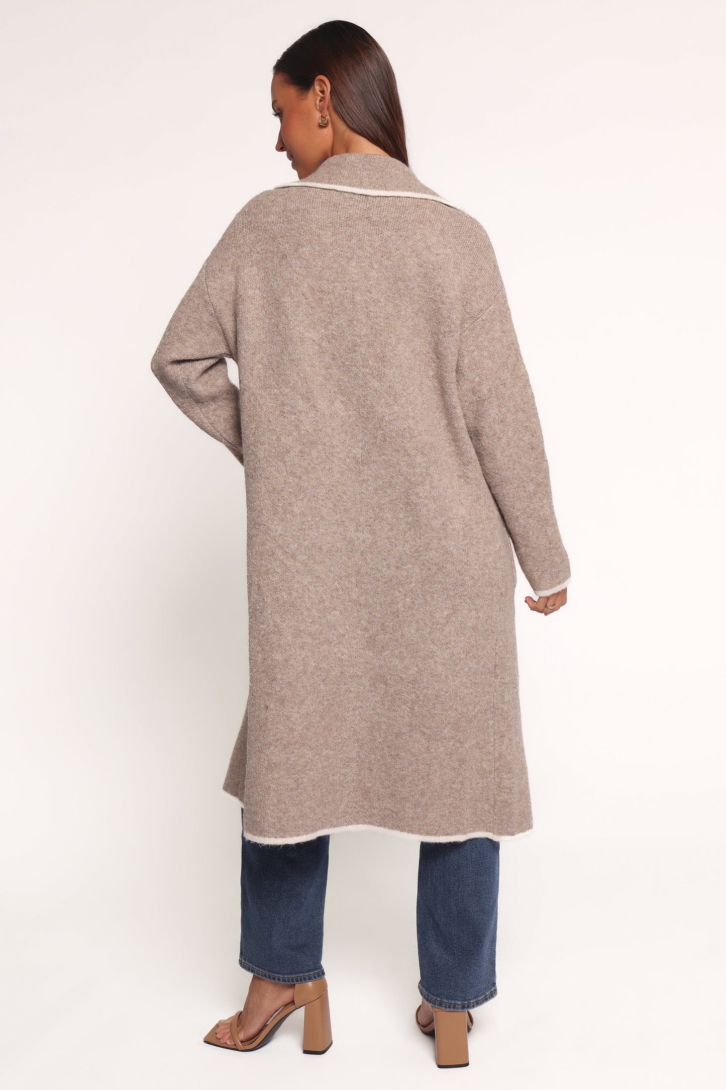 Katia Contrast Trim Coatigan - Beige