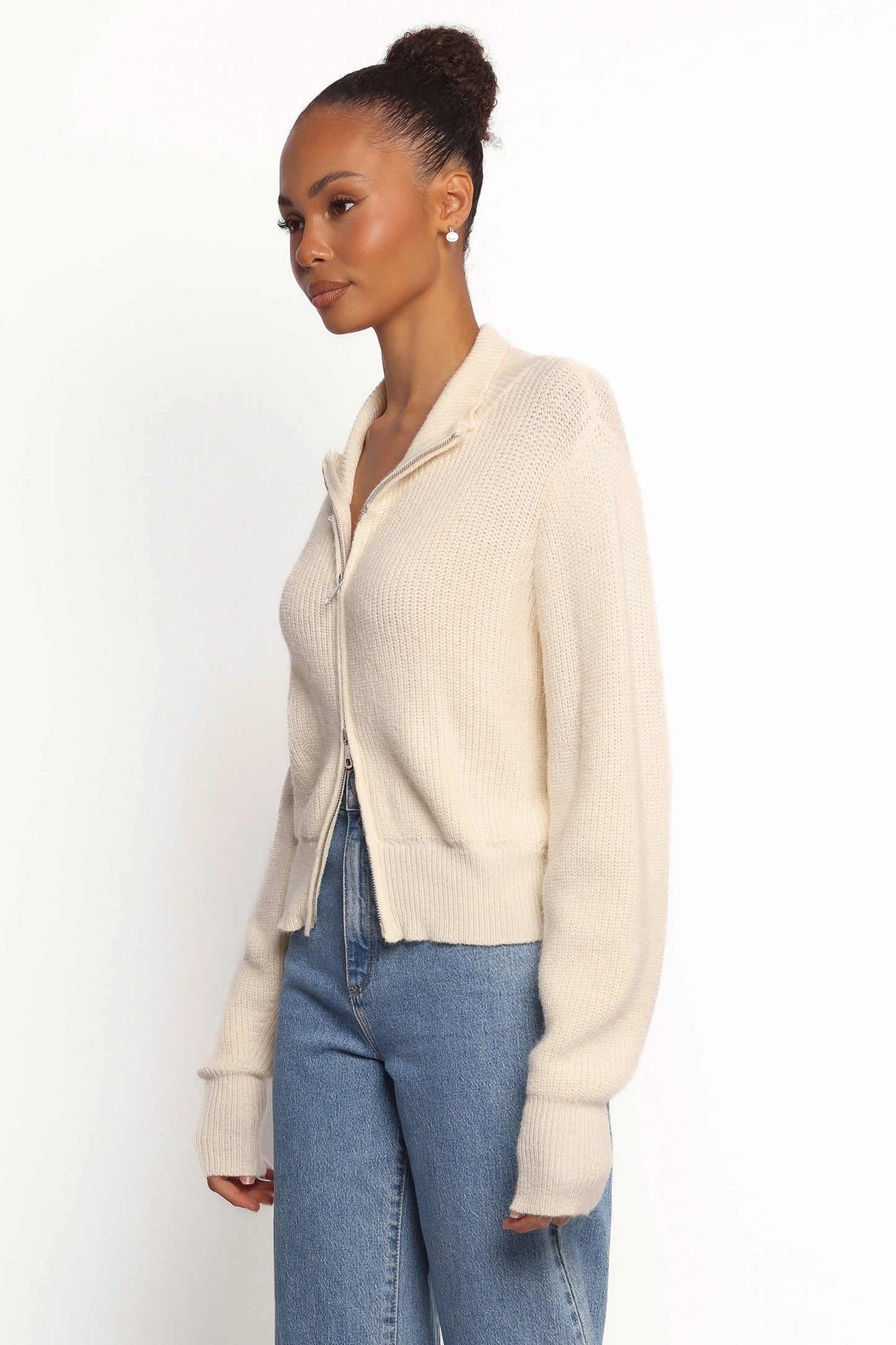 Kourtney Zip Cardigan - Cream