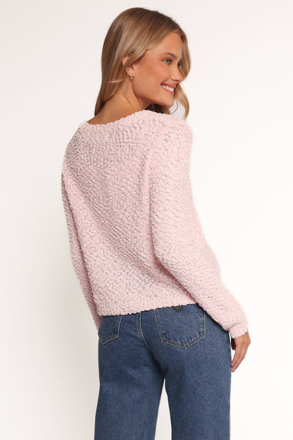 Ally Texture Cardigan - Pink