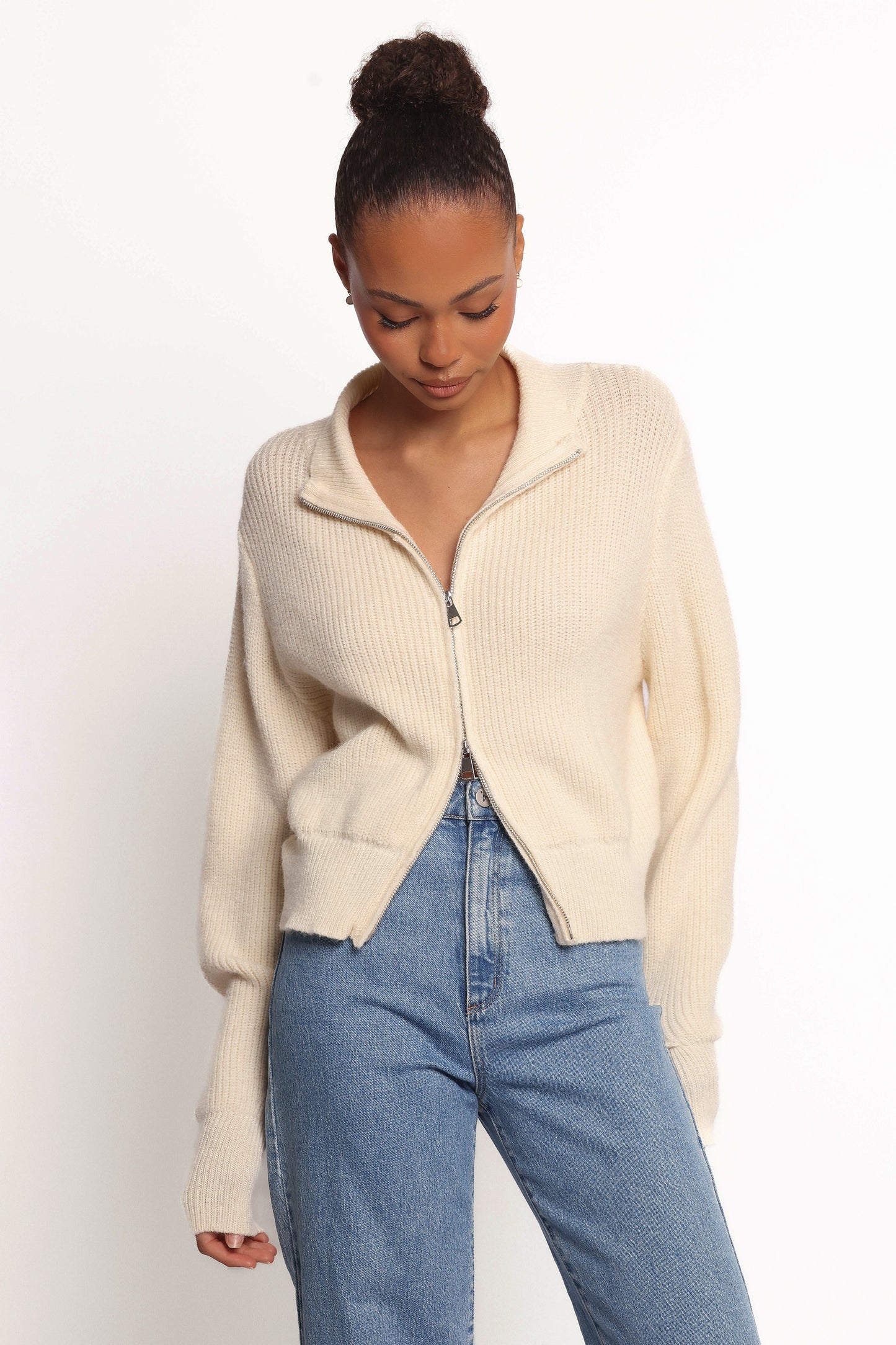 Kourtney Zip Cardigan - Cream