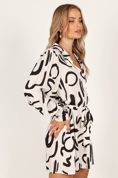 Cosmo Wrap Mini Dress - White/Black
