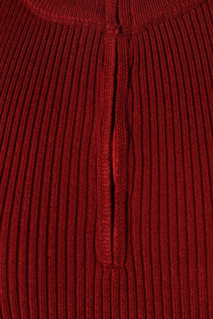 Renee High Neck Midi Dress - Red